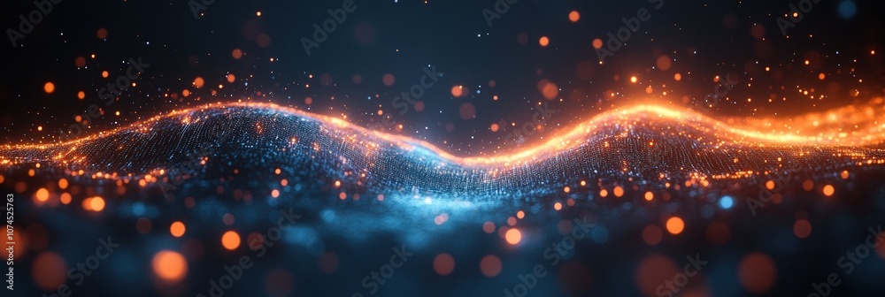 Fototapeta premium Abstract Display of Light Waves Featuring Fluid Lines in Blue and Red Colors on a Dark Background, Creating a Striking Visual Experience