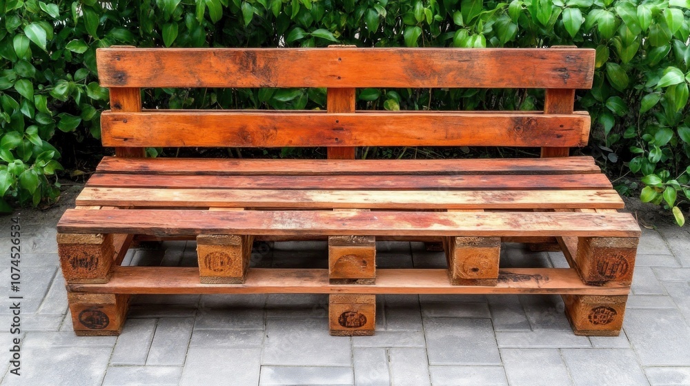 Fototapeta premium Create a stylish outdoor bench using reclaimed wood pallets