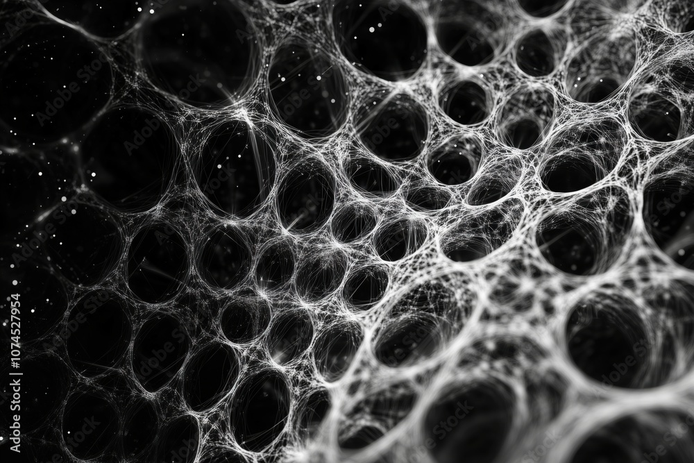 Abstract web-like structure, intricate patterns, dark background, ethereal design Abstract web-like structure, intricate patterns, dark background, ethereal design