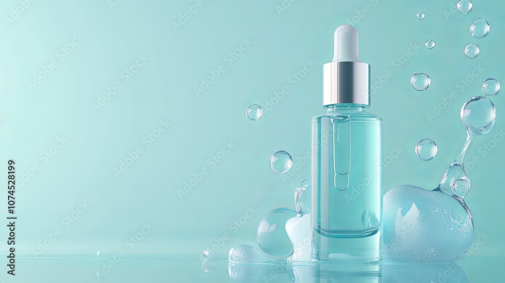3D collagen skin serum and vitamin illustration isolated on a blue background Concept for skincare cosmetic solutions 3D rendering 3D collagen skin serum and vitamin illustration isolated on a blue background Concept for skincare cosmetic solutions 3D rendering