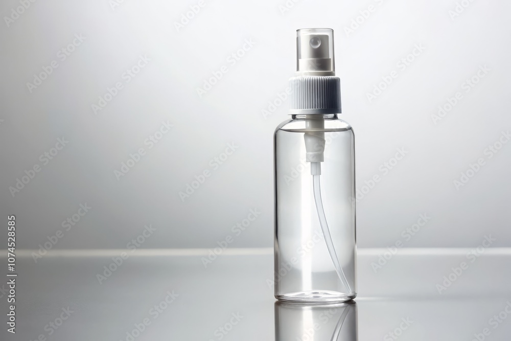 Clear Liquid Hand Sanitizer Spray on White Background Signifying the Essential Role of Hygiene Products in Combatting Germs and Bacteria for Health and Safety