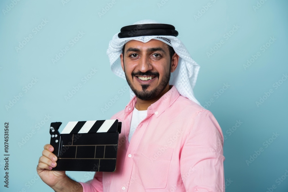 A person holds a clap board, ready for filming A person holds a clap board, ready for filming
