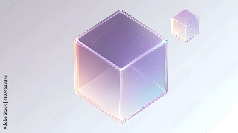 Two translucent cubes with a gradient sheen Two translucent cubes with a gradient sheen