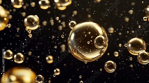 Wallpaper Mural Cosmetic essence illustration with liquid bubbles and molecular structures 3D rendering Torontodigital.ca