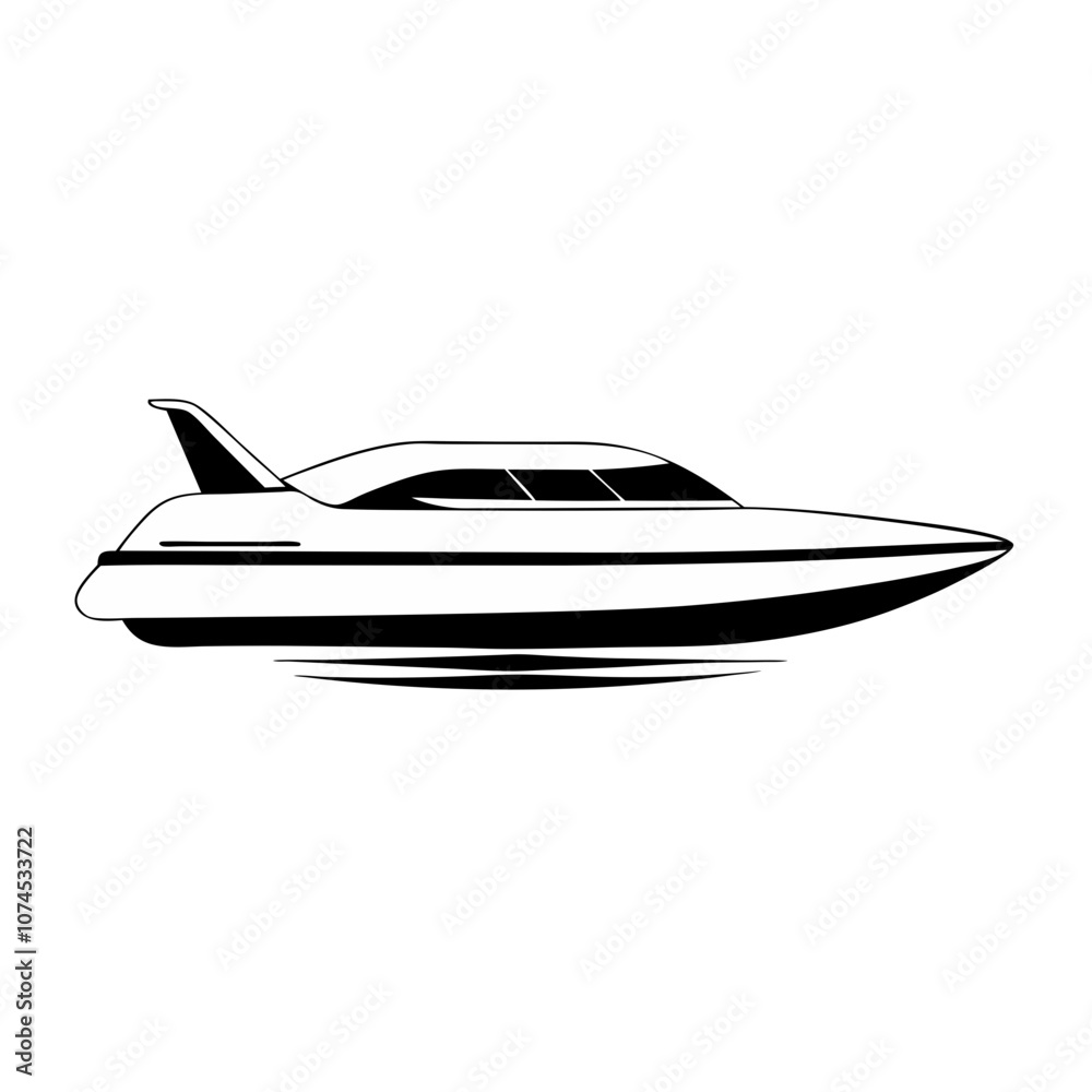 simple hydrofoil boat gliding swiftly across waters in black line drawing simple hydrofoil boat gliding swiftly across waters in black line drawing