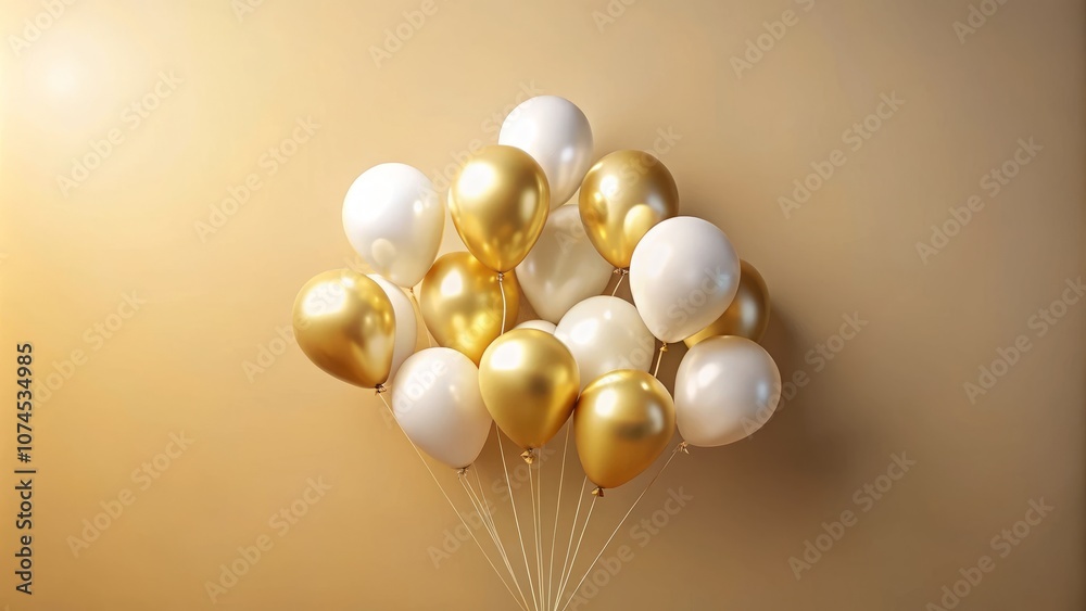 Elegant White and Gold Balloons for Celebrations: Perfect Backdrop for Birthdays, Anniversaries, Weddings, Holidays, and Mother's Day Events Elegant White and Gold Balloons for Celebrations: Perfect Backdrop for Birthdays, Anniversaries, Weddings, Holidays, and Mother's Day Events