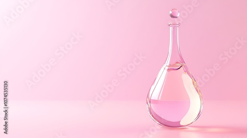 Cosmetic pipette dispensing essence oil as a liquid drop against a clean minimal background 3D rendering