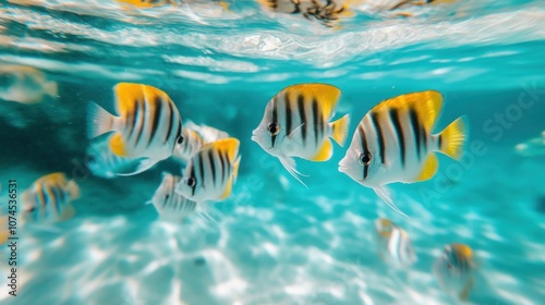 Tropical Fish Swimming in Clear Ocean Water