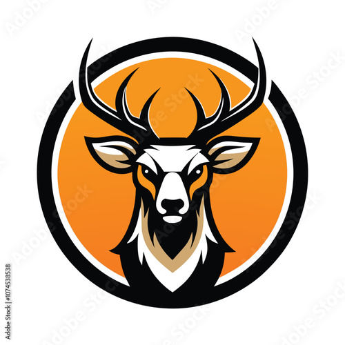 Deer Head Silhouette Vector - Elegant Minimalist Design with Antlers for Rustic, Wildlife, and Nature-Themed Art and Decor photo