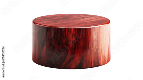 Red Wood Cylinder Wooden Display Stand Circular Platform Product Presentation Minimalist Design