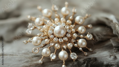 Elegant Pearl and Crystal Brooch Design