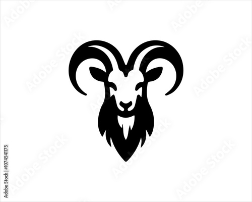 Silhouette Goat Logo Design Icon Symbol Vector Template. Black Goat Head Logo Vector Illustration 