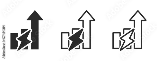 Energy increase vector illustrations. Energy increase vector icon concepts set