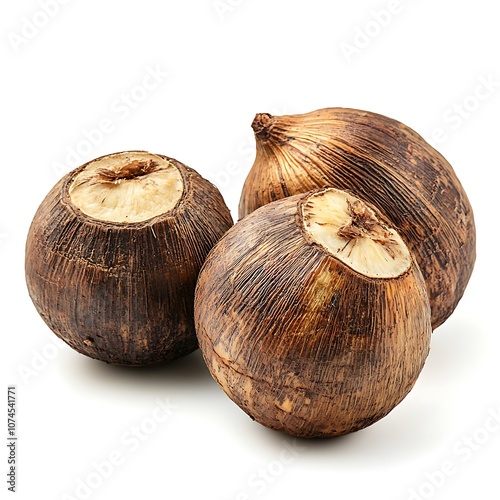 Betelnuts isolated on a white background, close up photo