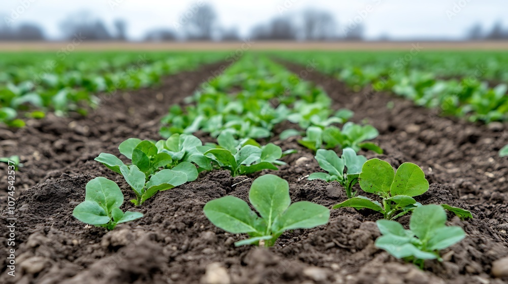 A close-up of a field with cover crops, showing the benefits of soil protection and weed suppression. A close-up of a field with cover crops, showing the benefits of soil protection and weed suppression.