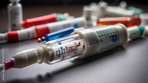 The 'like' icon on a syringe represents the addictive nature of social media on mental health. photo