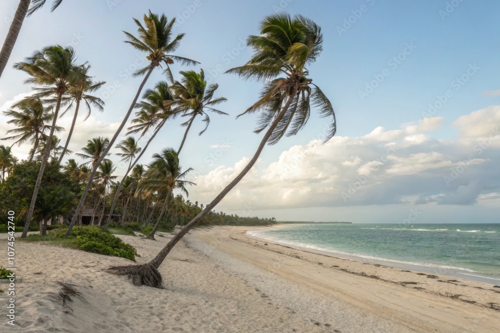Ocean Beach With Palm Trees Ocean Beach With Palm Trees