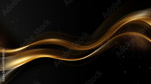 Abstract luxury swirling black and gold background. Gold liquid paint background. Gold waves abstract background texture.