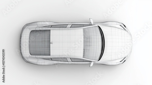 Top view of a car in wireframe