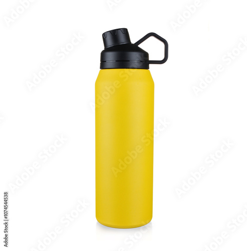 yellow Water bottle isolated on white background