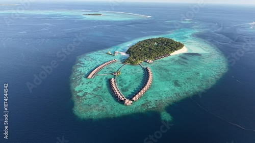 Aerial views of Gaafu Dhaalu Atoll Maguhdhuvaa Island, Maldives