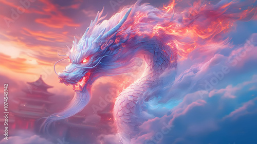 Fiery White Dragon Illustration