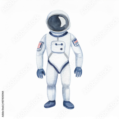 astronaut watercolor hand drawn isolated on white