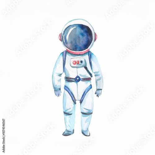 astronaut watercolor hand drawn isolated on white