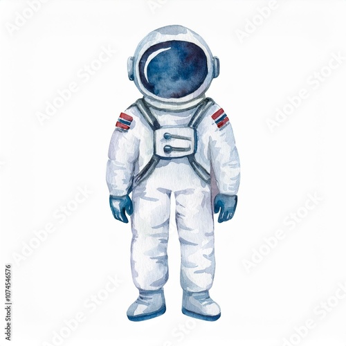 astronaut watercolor hand drawn isolated on white