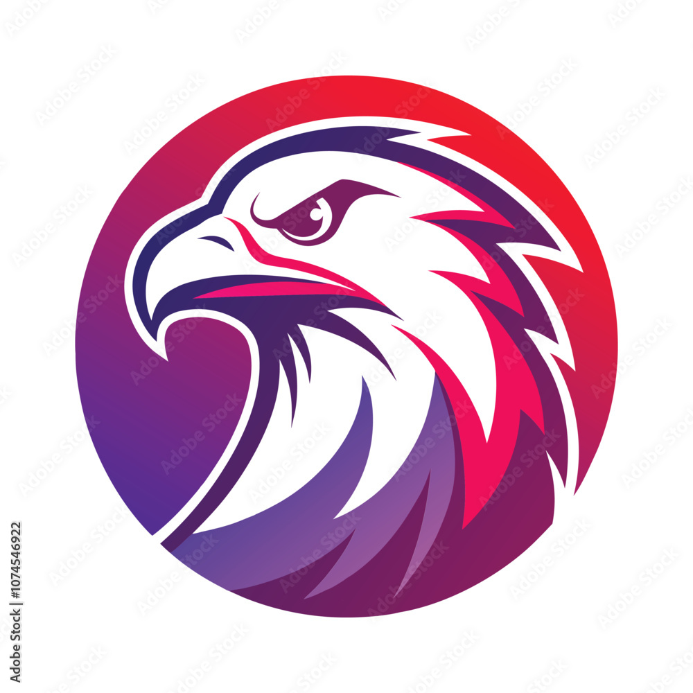 Obraz premium Majestic Eagle Head Vector Illustration - Powerful Silhouette of a Fierce Bird of Prey Symbolizing Strength and Freedom