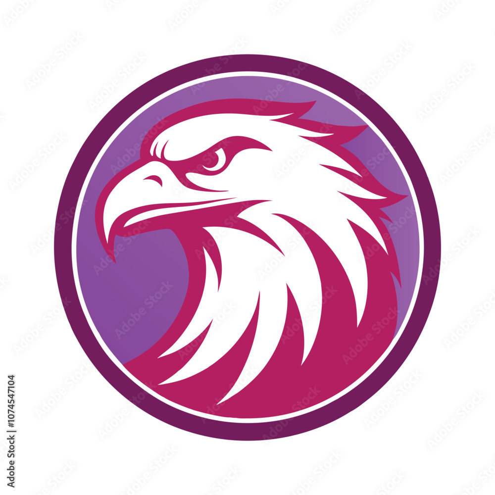 Obraz premium Majestic Eagle Head Vector Illustration - Powerful Silhouette of a Fierce Bird of Prey Symbolizing Strength and Freedom