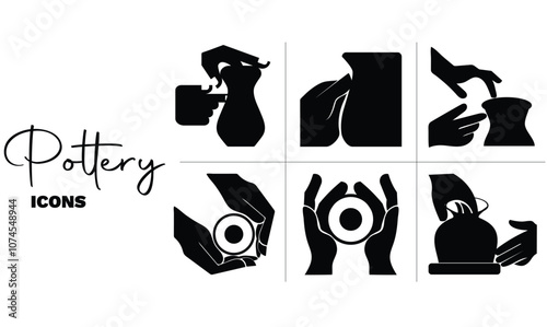 Pottery workshop. A potter sculpts a clay pot on a potter's wheel. Vector illustration. Molding dreams, hands in harmony, crafting with care, hands of the potter, hands of artistry.