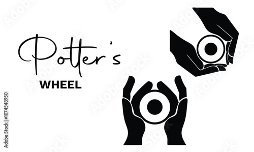 Pottery workshop. A potter sculpts a clay pot on a potter's wheel. Vector illustration. Molding dreams, hands in harmony, crafting with care, hands of the potter, hands of artistry.