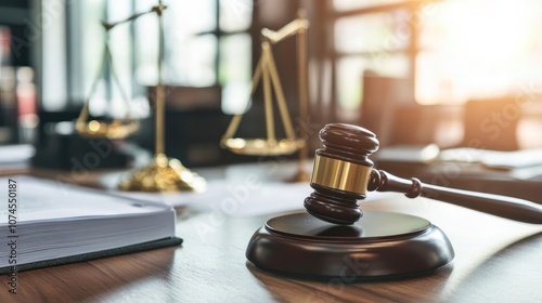 Attorney providing legal advice for startups, organized workspace, bright room, photo