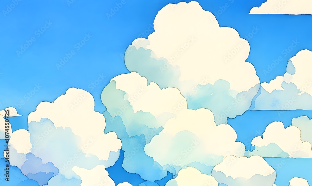 Bright Sunny Sky with Clouds in Blue Background, Generative AI 