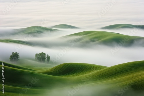 Rolling Hills with Low-Lying Fog