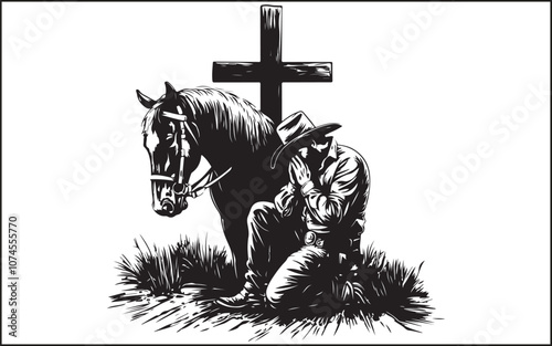 Desert Cowboy Vector Silhouette 