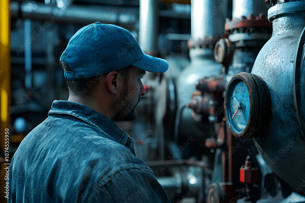 The chief engineer conducts a thorough inspection of equipment condition in the industrial facility