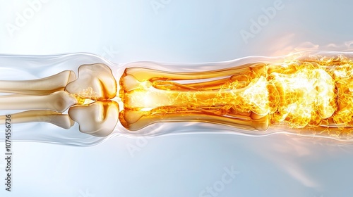 Human Wrist Bones with Glowing Energy.