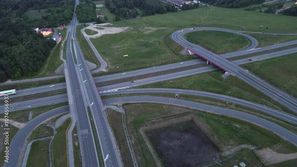 Top view of highway overpass and roads Top view of highway overpass and roads