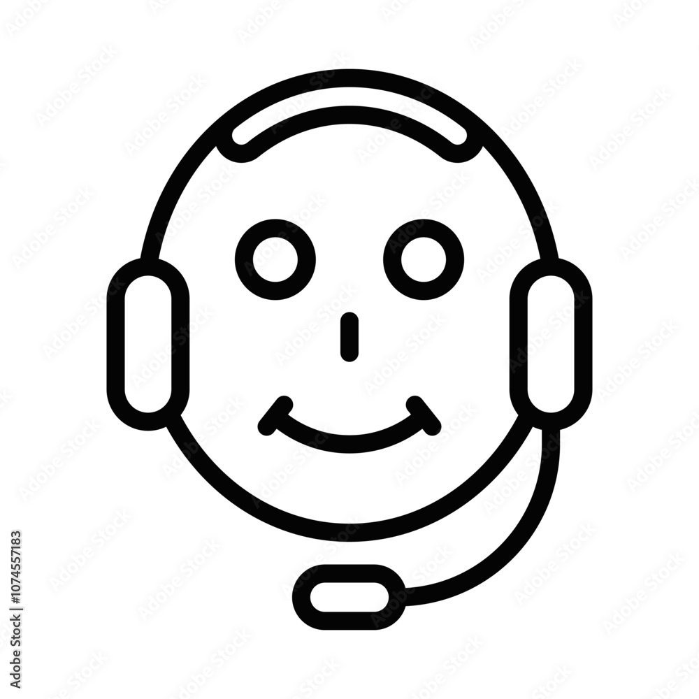 Smiling customer service icon, vector illustration. Editable stroke. Smiling customer service icon, vector illustration. Editable stroke.