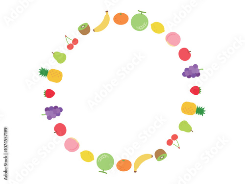 果物_フラットデザインの円形フレーム