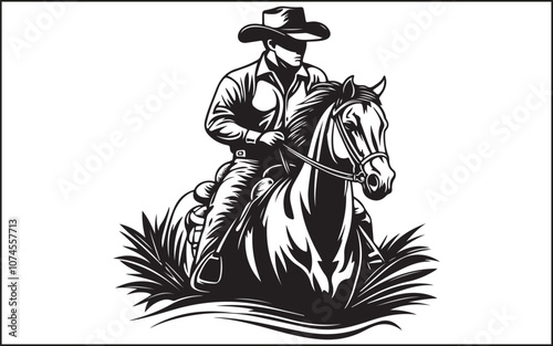 Desert Cowboy Vector Silhouette 