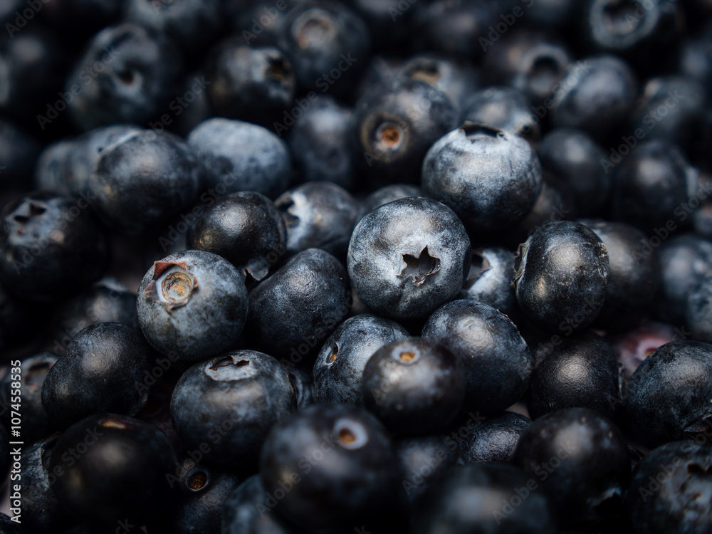 A background image with blueberries in a detailed view and different levels of focus A background image with blueberries in a detailed view and different levels of focus