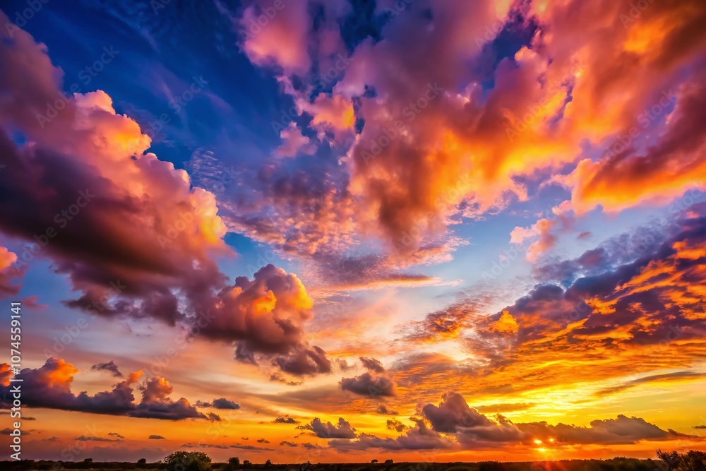 Tranquil Sunset Sky with Soft Clouds in Low Light, Capturing the Serene Beauty of Nature at Dusk, Perfect for Relaxation and Peaceful Ambiance in Photography