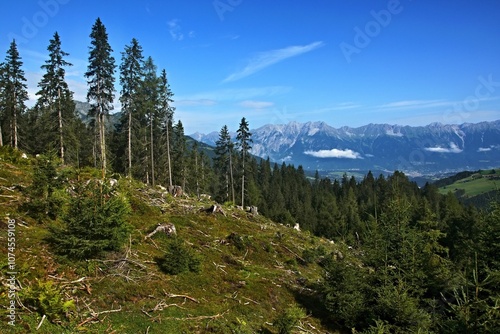 Austrian Alps - view of the Stubai Alps and Stubai valley from the Koppeneck