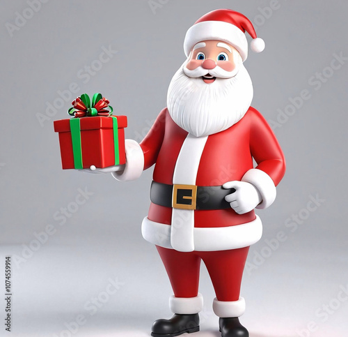 Santa holding gift full body christmas white adult, cartoon