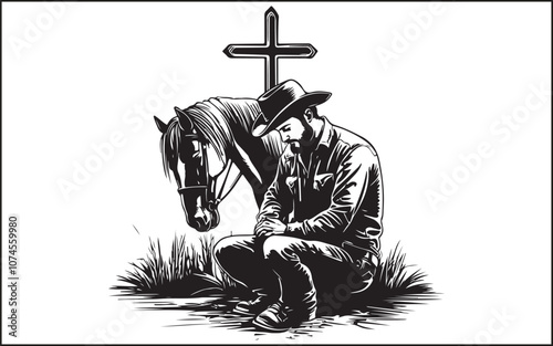Desert Cowboy Vector Silhouette 