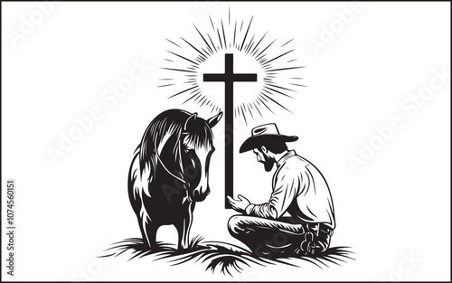 Desert Cowboy Vector Silhouette 