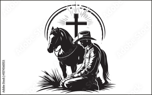 Desert Cowboy Vector Silhouette 